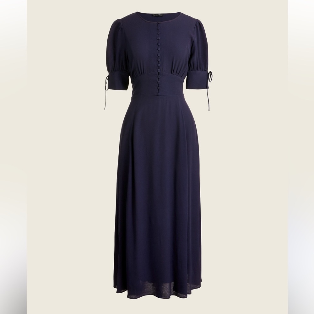 NEW J. Crew Drapey Button Up Midi Dress Navy 20